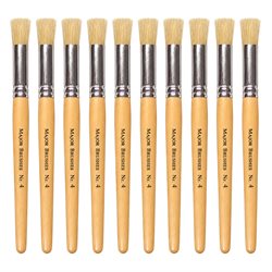 Hog Short Brushes: Flat Stencil Tip, Size 4 - Pack of 10
