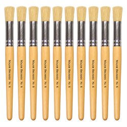 Hog Short Brushes: Flat Stencil Tip, Size 6 - Pack of 10