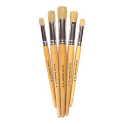 Hog Short Brushes: Flat Stencil Tip, Mixed Set - Set of 5