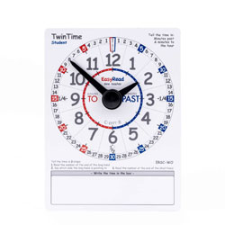 EasyRead Time Teacher TwinTime Student Cards (15 x 20cm) - Pack of 10