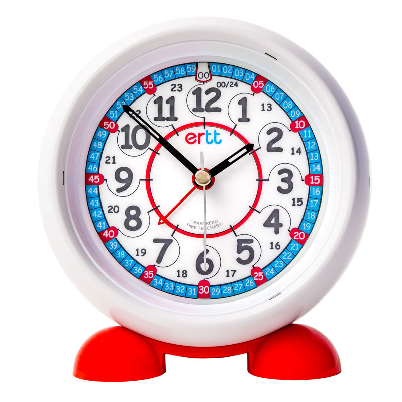 Easy Read Time Teacher Alarm Clock Red & Blue Face 24 Hour ERACRB