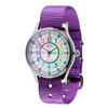 EasyRead Time Teacher Waterproof Wrist Watch - Rainbow Face - Past & To - Purple Strap