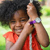EasyRead Time Teacher Waterproof Wrist Watch - Rainbow Face - Past & To - Purple Strap - WERW-COL-PT-PU