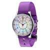 EasyRead Time Teacher Waterproof Wrist Watch - Rainbow Face - 24 Hour - Purple Strap