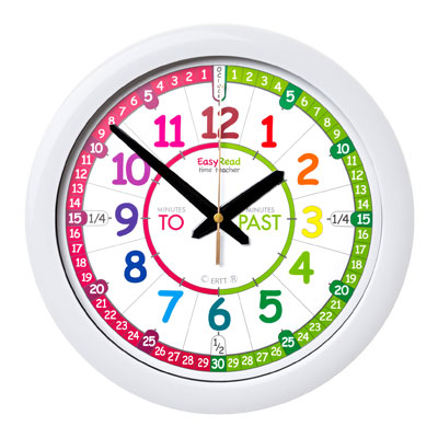 EasyRead Time Teacher Rainbow Face Wall Clock - Past & To - 29cm Diameter - ERTT-EN