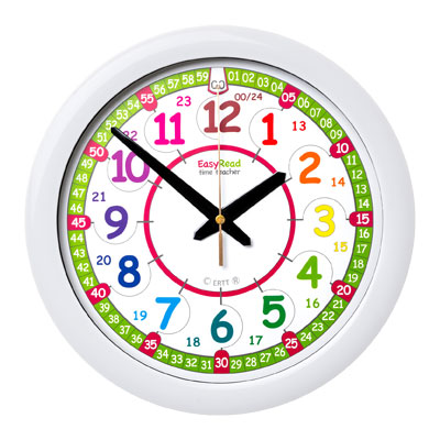 EasyRead Time Teacher Rainbow Face Wall Clock - 24 Hour - 29cm Diameter - ERTT-DIG