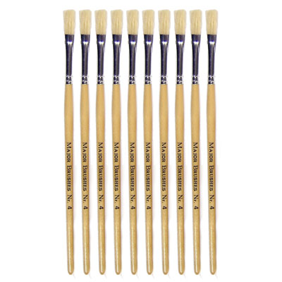 Hog Short Brushes: Flat Tip, Size 4 - Pack of 10 - MB58104-10