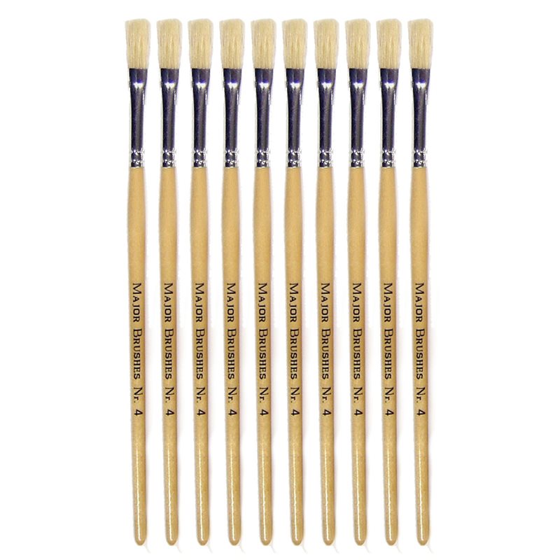 Hog Short Brushes: Flat Tip, Size 4 - Pack of 10 - MB58104-10