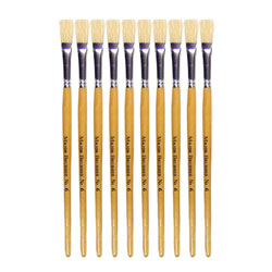 Hog Short Brushes: Flat Tip, Size 6 - Pack of 10