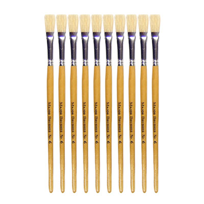 Hog Short Brushes: Flat Tip, Size 6 - Pack of 10 - MB58106-10
