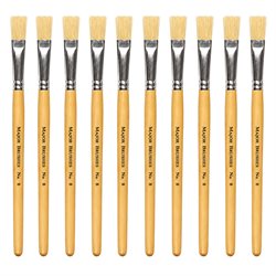 Hog Short Brushes: Flat Tip, Size 8 - Pack of 10