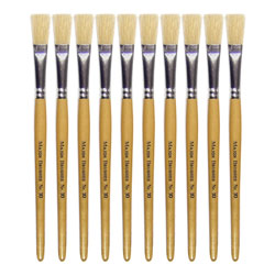 Hog Short Brushes: Flat Tip, Size 10 - Pack of 10