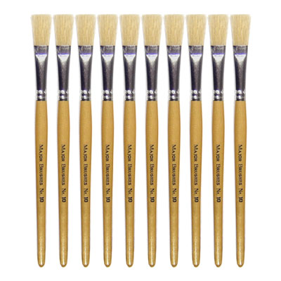 Hog Short Brushes: Flat Tip, Size 10 - Pack of 10 - MB58110-10