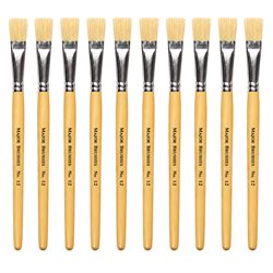 Hog Short Brushes: Flat Tip, Size 12 - Pack of 10