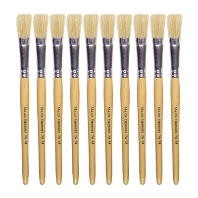 Hog Short Brushes: Flat Tip, Size 14 - Pack of 10 - MB58114-10