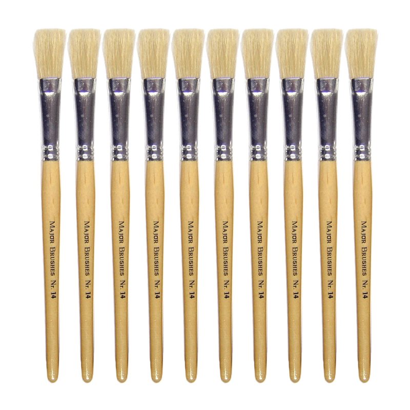 Hog Short Brushes: Flat Tip, Size 14 - Pack of 10 - MB58114-10