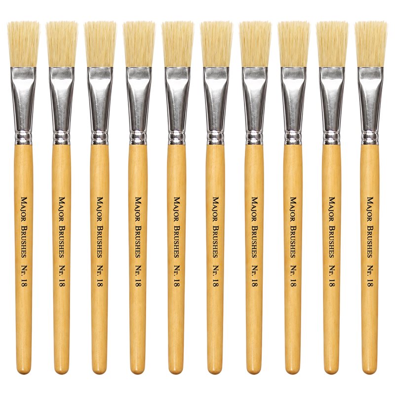 Hog Short Brushes: Flat Tip, Size 18 - Pack of 10 - MB58118-10