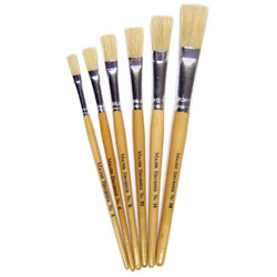 Hog Short Brushes: Flat Tip Mixed Set - Set of 6