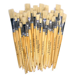 Hog Short Brushes: Flat Tip Mixed Set - Set of 60