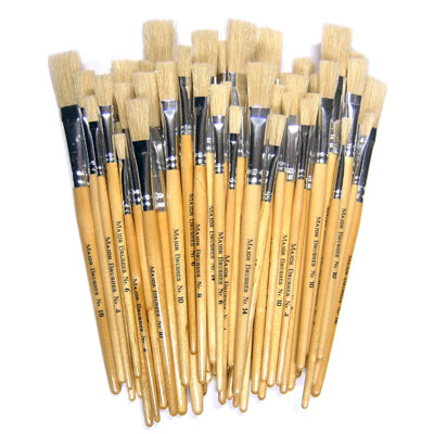 Hog Short Brushes: Flat Tip Mixed Set - Set of 60 - MB581-60