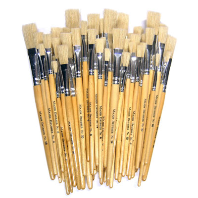 Hog Short Brushes: Flat Tip Mixed Set - Set of 60 - MB581-60