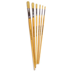 Hog Long Brushes: Round Tip Mixed Set - Set of 6