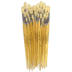 Hog Long Brushes: Round Tip Mixed Set - Set of 30