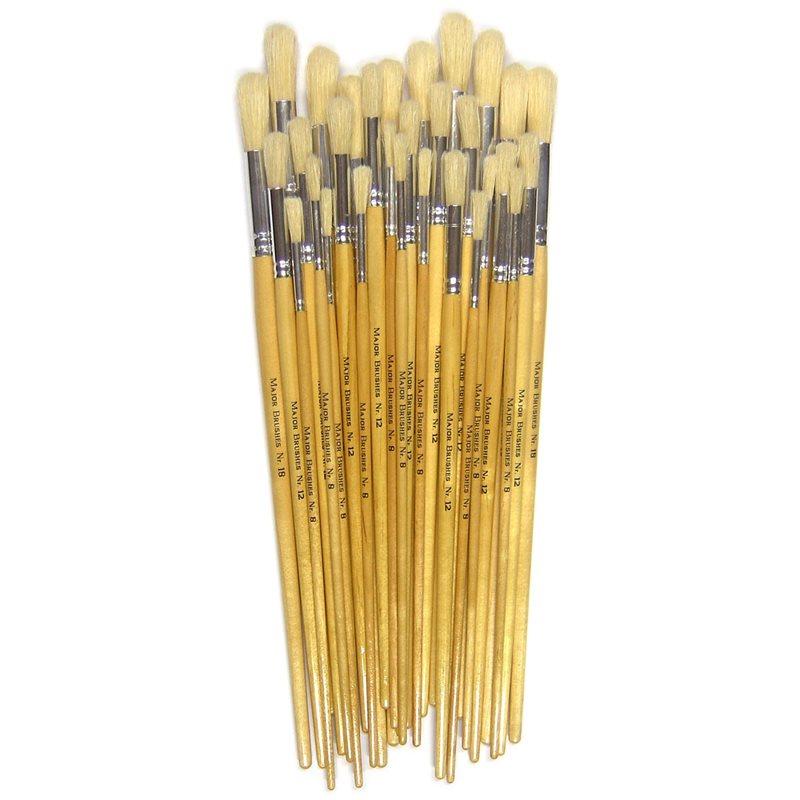Hog Long Brushes: Round Tip Mixed Set - Set of 30 - MB584-30