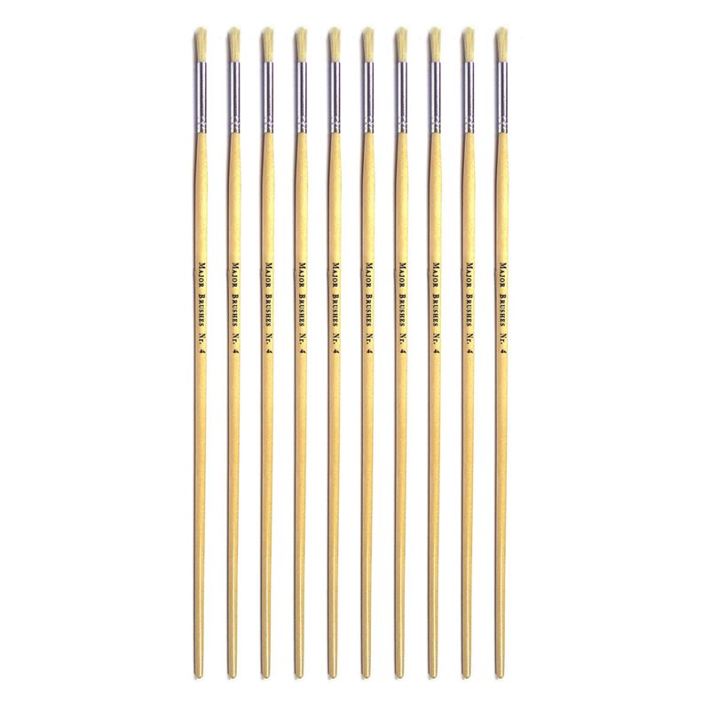 Hog Long Brushes: Round Tip, Size 4 - Pack of 10 - MB58404-10