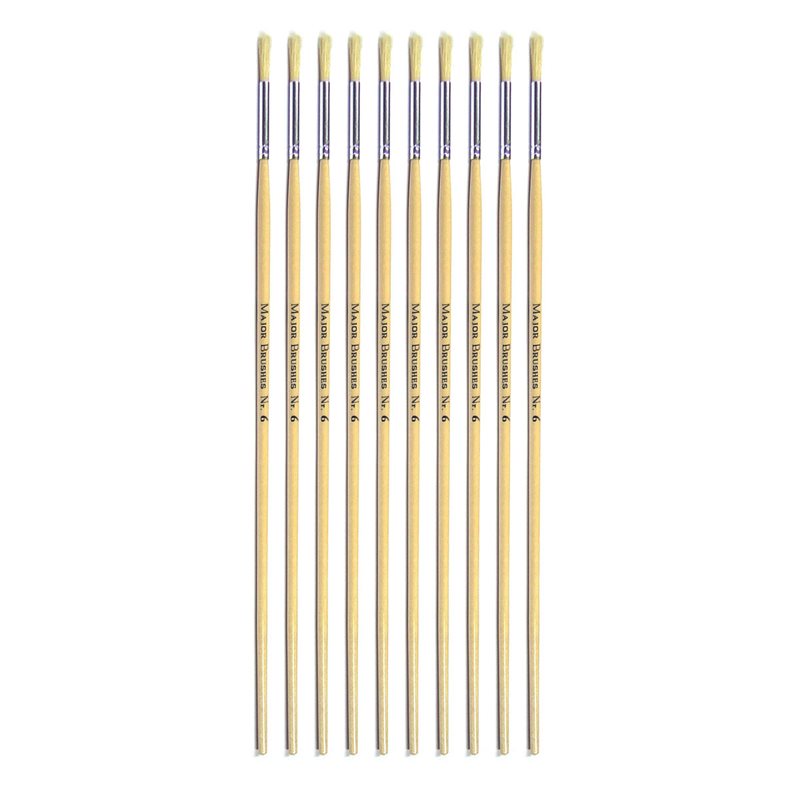 Hog Long Brushes: Round Tip, Size 6 - Pack of 10 - MB58406-10