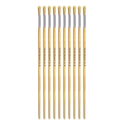 Hog Long Brushes: Round Tip, Size 8 - Pack of 10 - MB58408-10