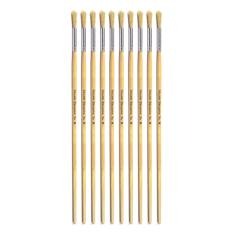 Hog Long Brushes: Round Tip, Size 8 - Pack of 10 - MB58408-10