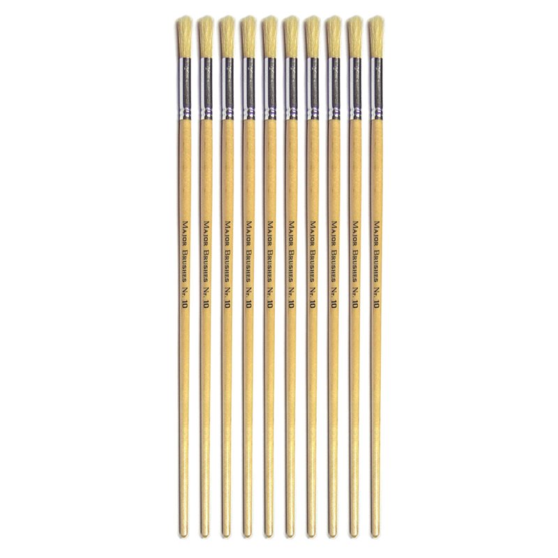 Hog Long Brushes: Round Tip, Size 10 - Pack of 10 - MB58410-10
