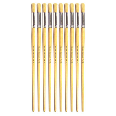 Hog Long Brushes: Round Tip, Size 12 - Pack of 10 - MB58412-10