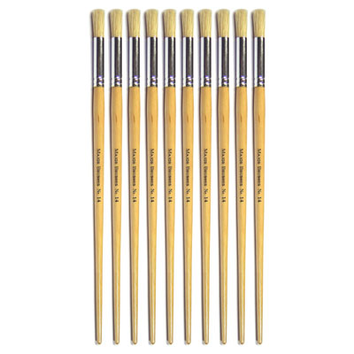 Hog Long Brushes: Round Tip, Size 14 - Pack of 10 - MB58414-10