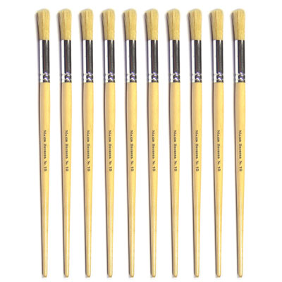 Hog Long Brushes: Round Tip, Size 18 - Pack of 10 - MB58418-10
