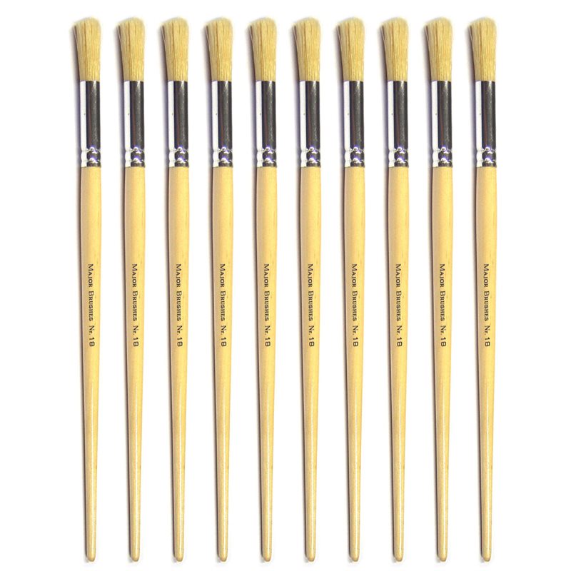 Hog Long Brushes: Round Tip, Size 18 - Pack of 10 - MB58418-10