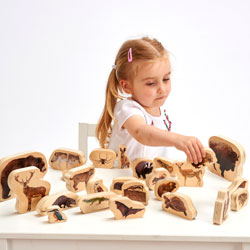 Wooden Forest Animal Blocks - Set of 30