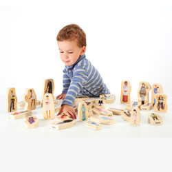 Wooden Community People Blocks - Set of 32