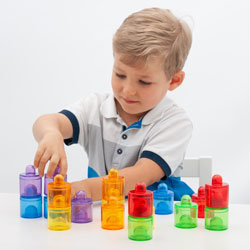 Translucent Colour Rainbow Pot Set - Set of 18