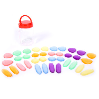 Clear Junior Rainbow Pebbles - Set of 36 - CD54109