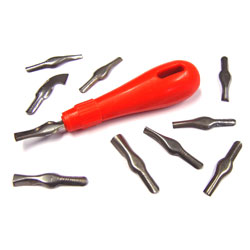 Plastic Handle with 10 Cutter Blades - Cutter Shapes 1-10