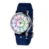 EasyRead Time Teacher Alloy Wrist Watch - Rainbow Face - Past & To - Navy Blue Strap