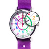 EasyRead Time Teacher Alloy Wrist Watch - Rainbow Face - Past & To - Navy Blue Strap - ERW-COL-PT-NB