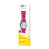 EasyRead Time Teacher Alloy Wrist Watch - Rainbow Face - Past & To - Pink Strap - ERW-COL-PT-PK