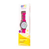 EasyRead Time Teacher Alloy Wrist Watch - Rainbow Face - Past & To - Pink Strap - ERW-COL-PT-PK