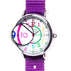 EasyRead Time Teacher Alloy Wrist Watch - Rainbow Face - Past & To - Purple Strap - ERW-COL-PT