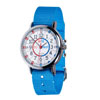 EasyRead Time Teacher Alloy Wrist Watch - Red & Blue Face - Past & To - Bright Blue Strap