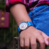 EasyRead Time Teacher Alloy Wrist Watch - Red & Blue Face - Past & To - Bright Blue Strap - ERW-RB-PT-B