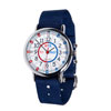 EasyRead Time Teacher Alloy Wrist Watch - Red & Blue Face - Past & To - Navy Blue Strap